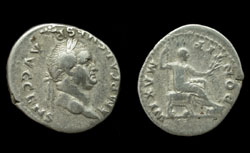 Vespasian, Denarius, Pontif Maxim reverse